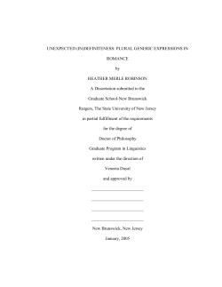 (In)definiteness: Plural Generic Expressions in Romance