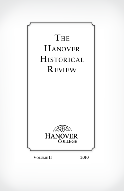 The hanover hisTorical review - Hanover College History Department