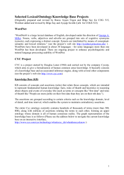 Selected Lexical/Ontology/Knowledge Base Projects