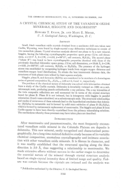 A CRYSTAL CHEMICAL STUDY OF THE VANADIUM OXIDE