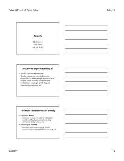 Anxiety Anxiety is experienced by all - SOW 6125