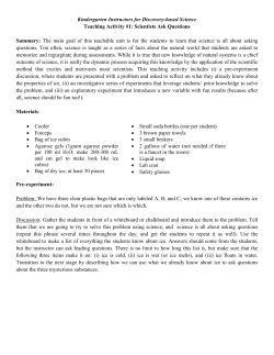 Kindergarten Instructors for Discovery