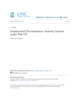 Employment Discrimination--Seniority Systems under Title VII