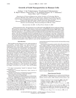 Growth of Gold Nanoparticles in Human Cells