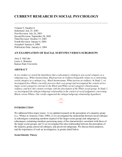CURRENT RESEARCH IN SOCIAL PSYCHOLOGY