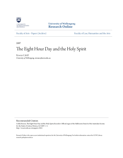 The Eight Hour Day and the Holy Spirit - Research Online