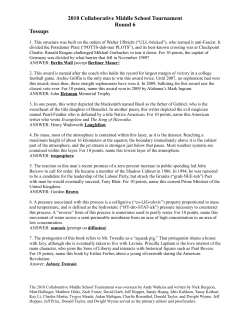 2010 Collaborative Middle School Tournament Round 6 Tossups