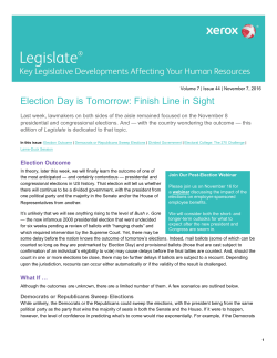 Election Day is Tomorrow: Finish Line in Sight