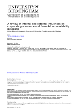 University of Birmingham A review of internal and external