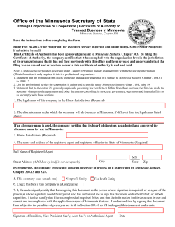 Foreign Corporation or Cooperative Certificate of Authority to