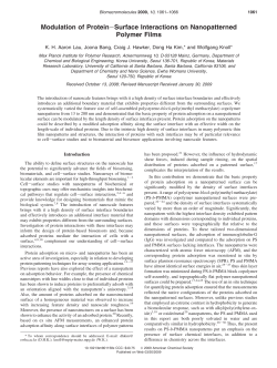 Modulation of ProteinSurface Interactions on Nanopatterned