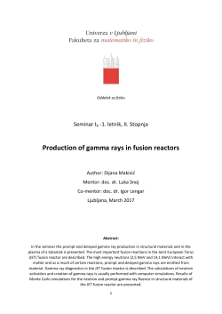 Production of gamma rays in fusion reactors