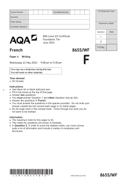 Level 1/2 Certificate French Question paper Paper 4 - Writing