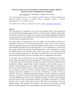 Desalination and sustainability: Renewable energy driven
