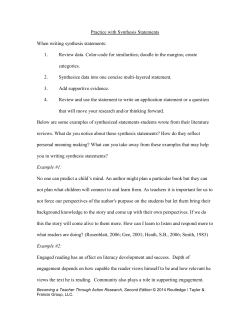 Practice with Synthesis Statements When writing synthesis