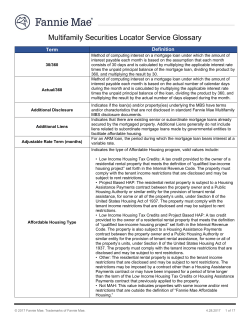 Fannie Mae Multifamily Securities Locator Service Glossary