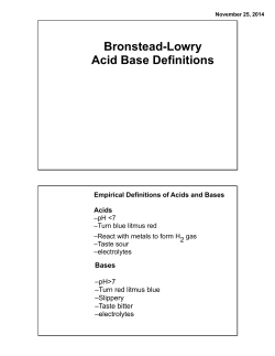 Bronstead-Lowry Acid Base Definitions Empirical Definitions of
