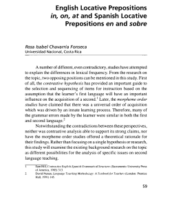 English Locative Prepositions in, on, at and Spanish Locative