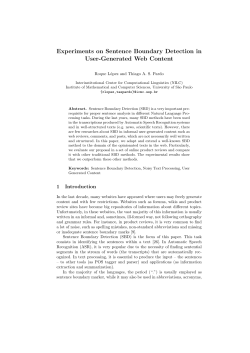 Experiments on Sentence Boundary Detection in User - ICMC