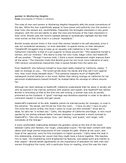 gender in Wuthering Heights The roles of men and women in