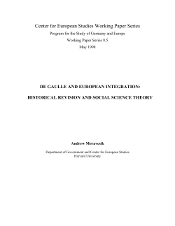 De Gaulle and Europe: Historical Revision and Social Science Theory