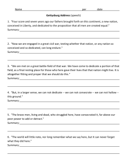 Name per date Gettysburg Address (speech) 1. &ldquo;Four score and