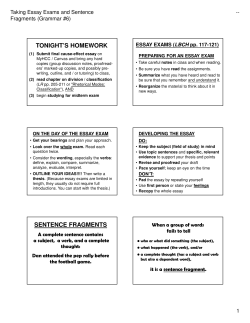 TONIGHT`S HOMEWORK SENTENCE FRAGMENTS