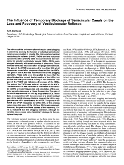 The Influence of Temporary Blockage of Semicircular Canals on the