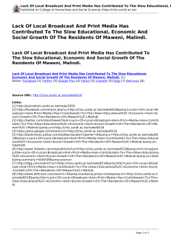Lack Of Local Broadcast And Print Media Has Contributed To The