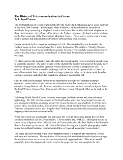 The History of Telecommunications in Cowan