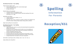 YR/KS1 Spelling - Witton Gilbert Primary School