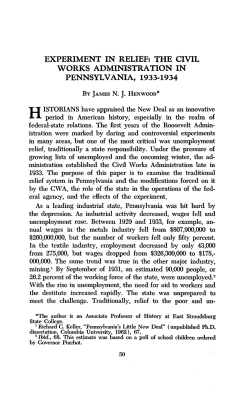 EXPERIMENT IN RELIEF: THE CIVIL WORKS ADMINISTRATION IN