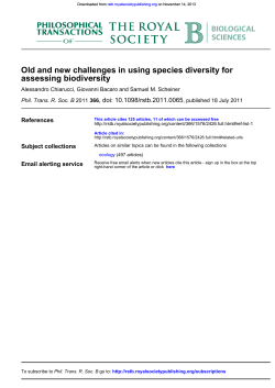 assessing biodiversity Old and new challenges in using species