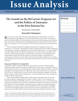 The Assault on the McCarran-Ferguson Act and the Politics