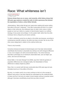 Race: What whiteness isn`t - Faculty of Health Sciences