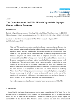 The Contribution of the FIFA World Cup and the Olympic Games to