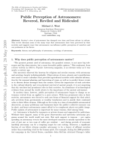 Public Perception of Astronomers: Revered, Reviled and Ridiculed