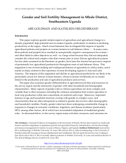 Gender and Soil Fertility Management in Mbale District