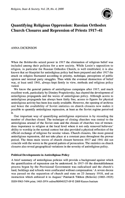 Anna Dickinson, "Quantifying Religious Oppression: Russian