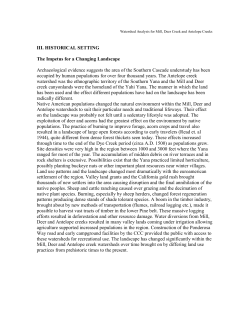 III. HISTORICAL SETTING The Impetus for a Changing Landscape