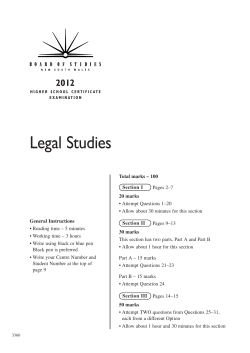 2012 Legal Studies HSC Exam