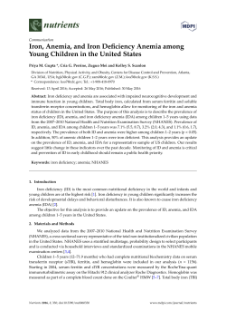 Iron, Anemia, and Iron Deficiency Anemia among Young Children in