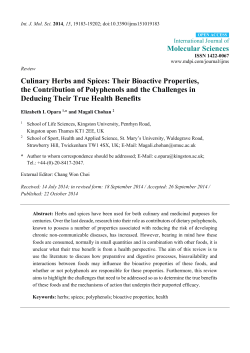 Culinary Herbs and Spices: Their Bioactive Properties