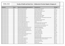 CP Register Practice Placements Records for FoHSC