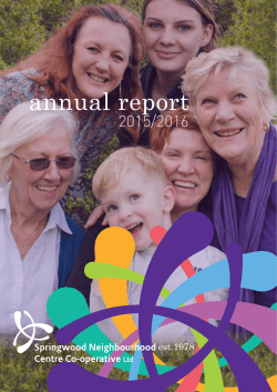SNCC Annual Report 2016 - Springwood Neighbourhood Centre