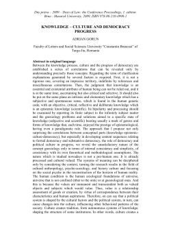 KNOWLEDGE &ndash; CULTURE AND DEMOCRACY PROGRESS