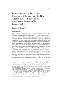 Beware: What You Say to Your [Government] Lawyer May Be Held