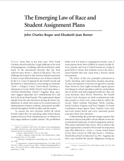 The Emerging Law of Race and Student Assignment Plans