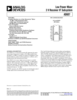 AD607 Low Power Mixer 3 V receiver IF Subsystem Data Sheet