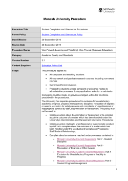Student Complaints and Grievances Procedures